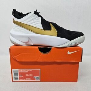 Nike Youth Team Hustle D 10 Basketball Shoes CW6735-002 Black Gold White Sz 4Y